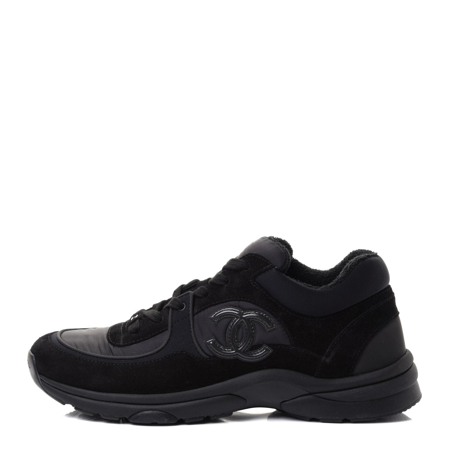 Nylon Calfskin Suede CC Sneakers 41 Black