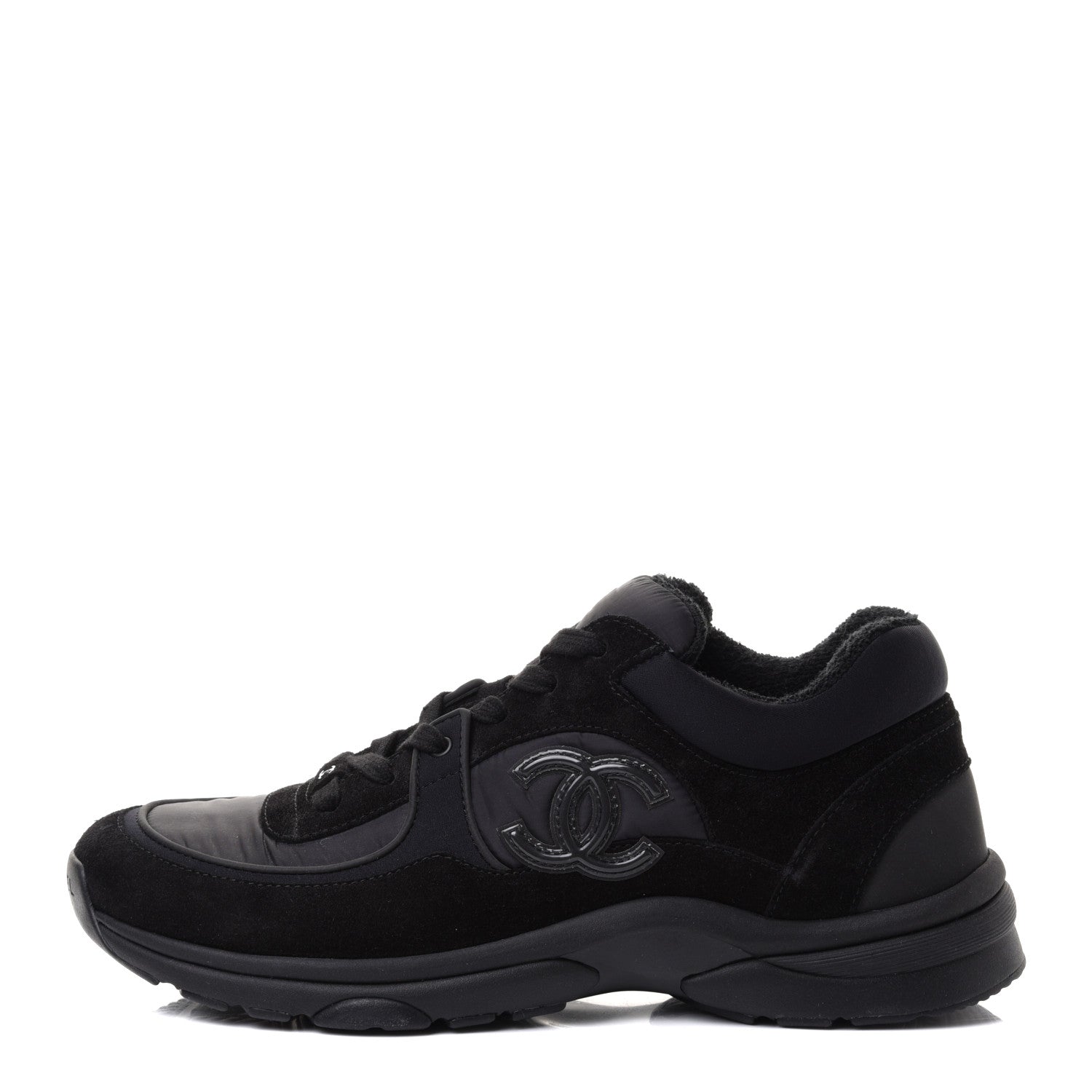 Chanel Nylon Calfskin Suede CC Sneakers 41 Black 1 of 9