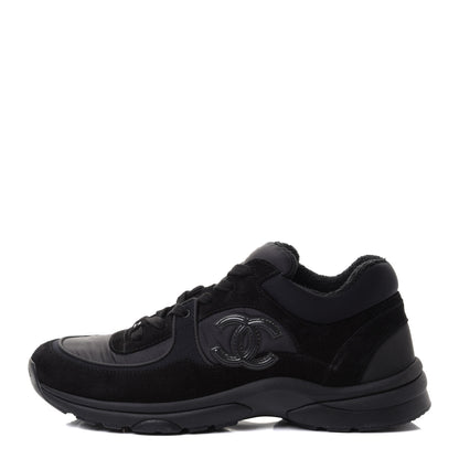 Chanel Nylon Calfskin Suede CC Sneakers 41 Black 1 of 9
