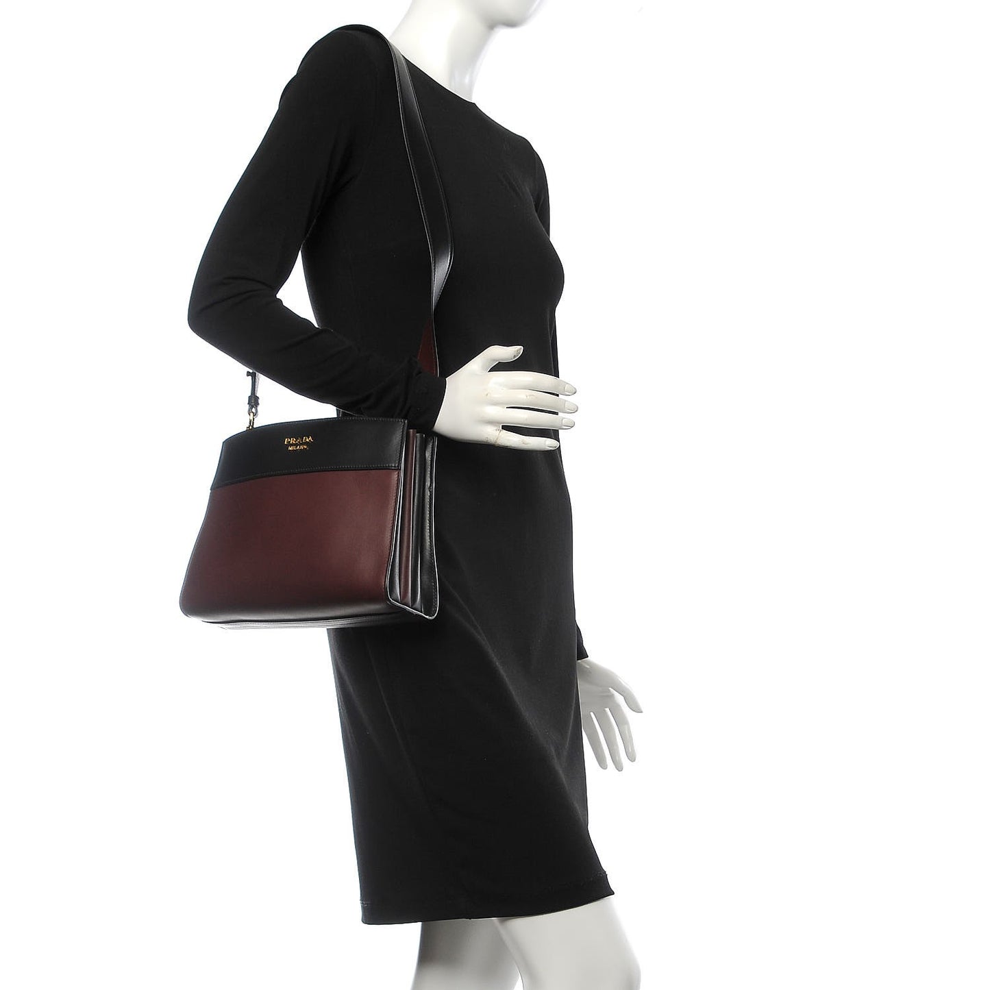 City Calf Colorblock Bibliotheque Shoulder Bag Granato Black