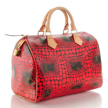 Louis Vuitton Monogram Kusama Town Speedy 30 Red 3 of 7