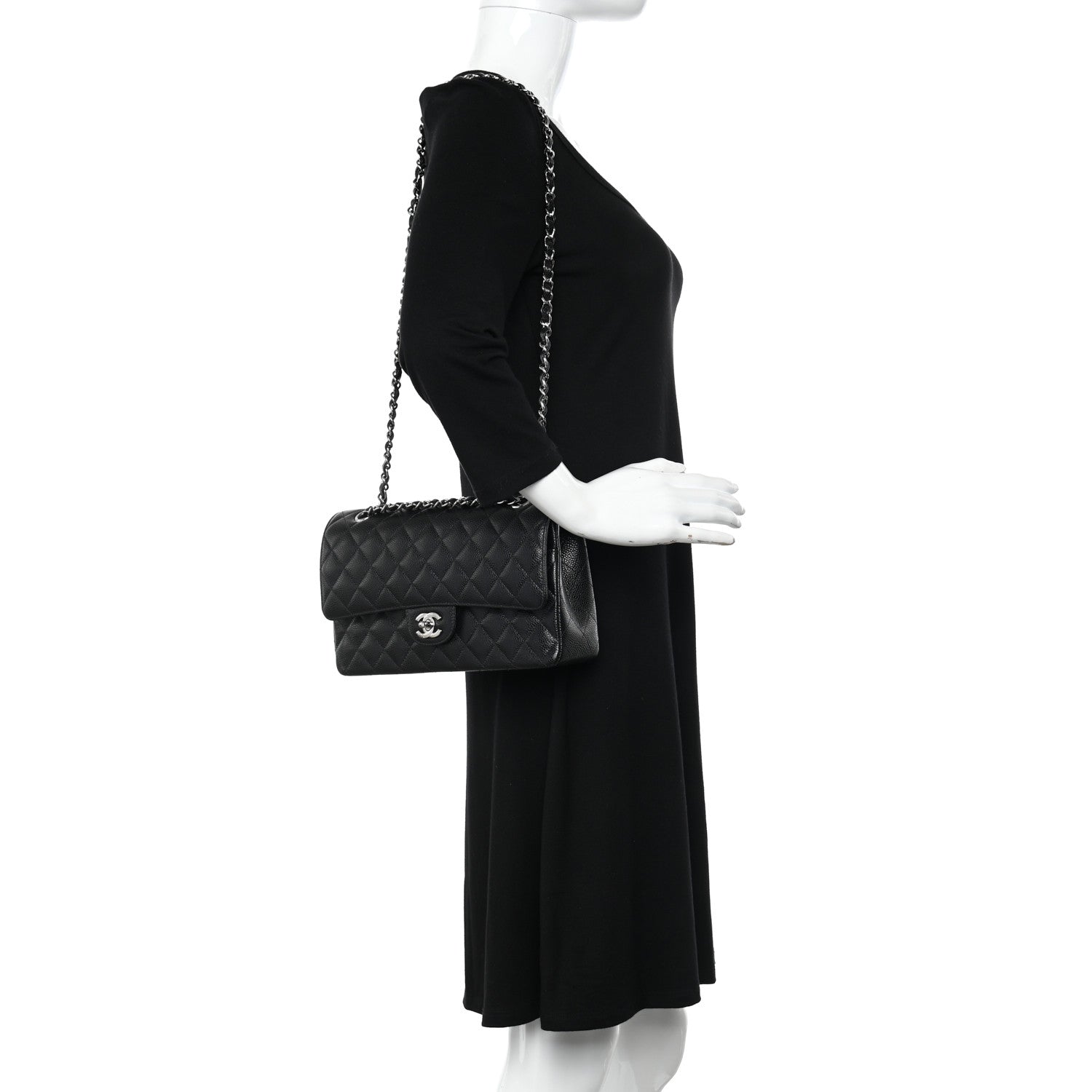 Chanel Caviar Quilted Medium Double Flap Black 2 of 10