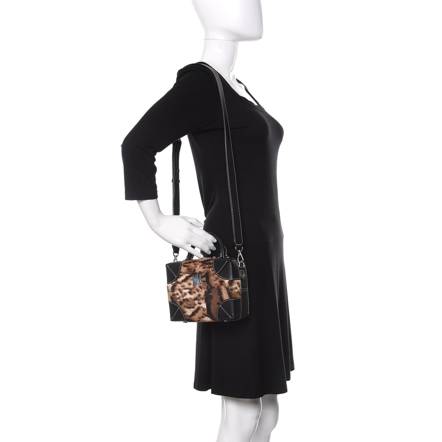 Calfskin Calf Hair Leopard Soft Berlin Crossbody Black