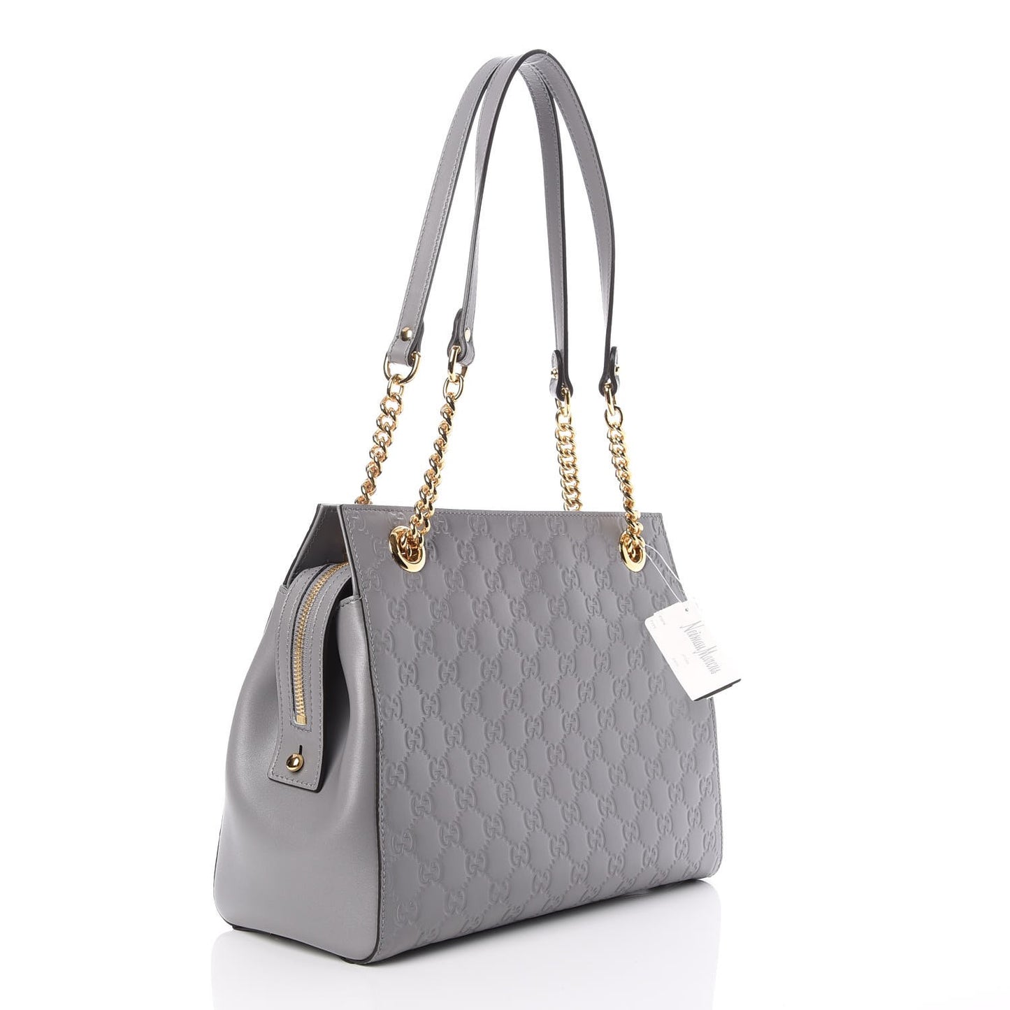 Soft Guccissima Signature Medium Shoulder Tote Bag Deep Grey