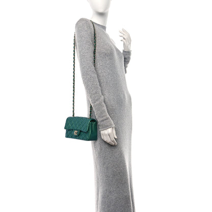 Chanel Iridescent Calfskin Quilted Mini Rectangular Flap Green 2 of 11