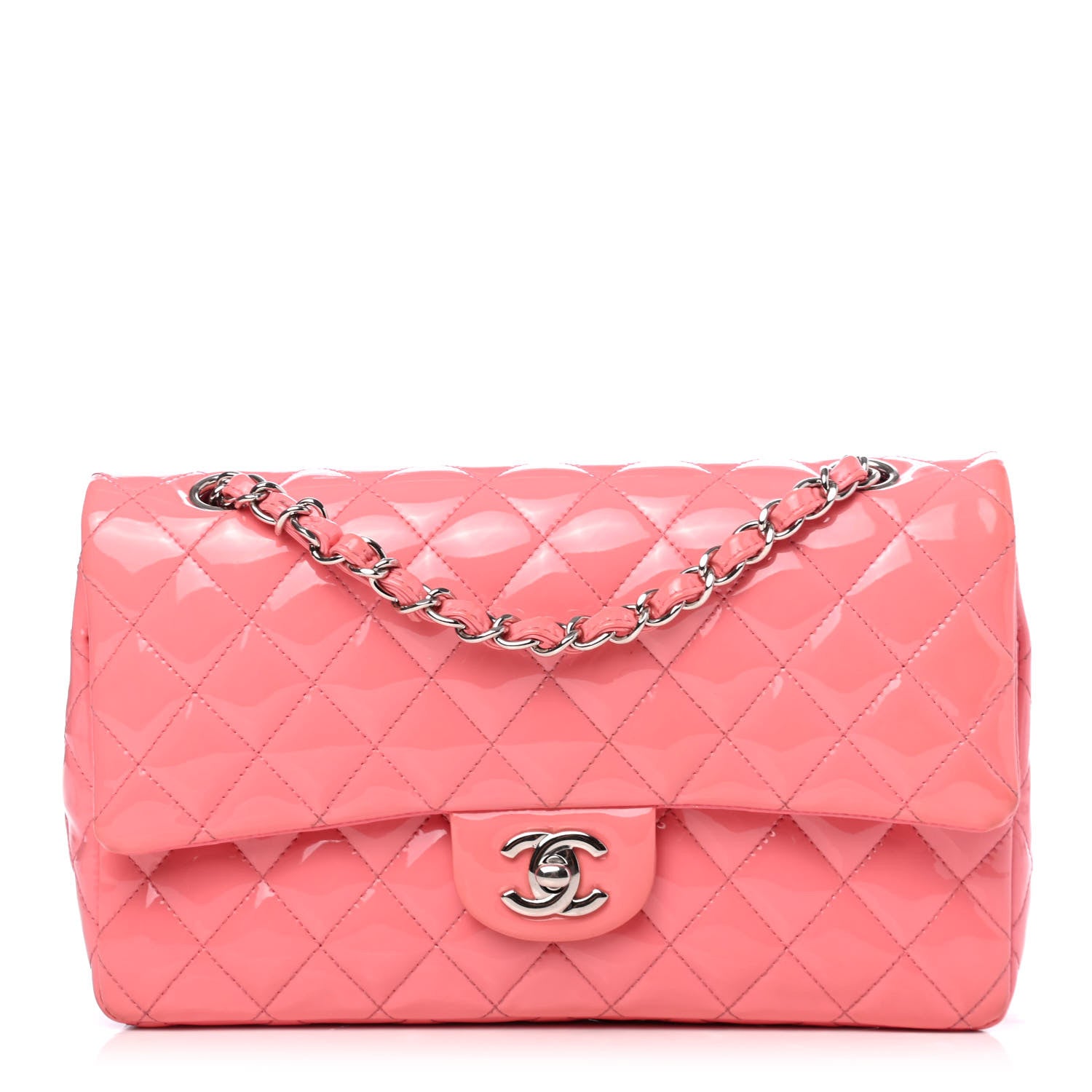 Chanel Patent Quilted Medium Double Flap Pink 1 of 4