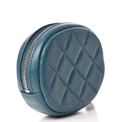 Chanel Caviar Quilted Zip Around Classic Coin Purse Dark Turquoise 3 of 8