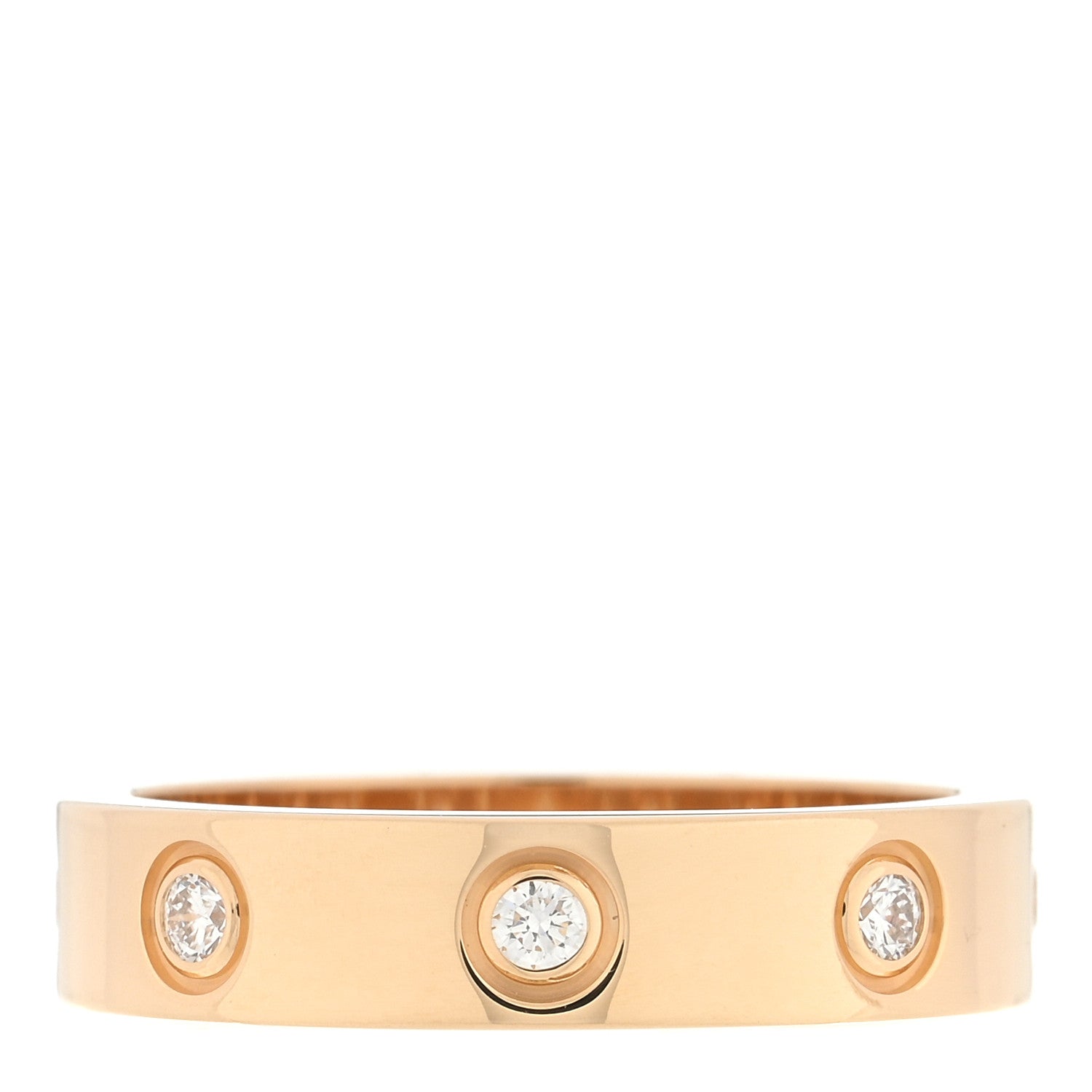 Cartier 18K Yellow Gold 8 Diamond 4mm LOVE Wedding Band Ring 49 5 3 of 5