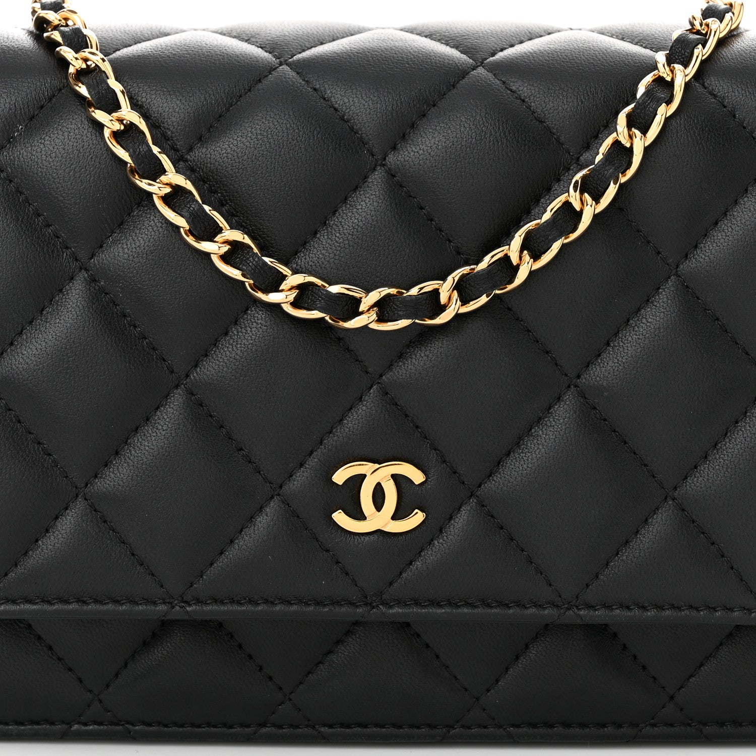 Chanel Lambskin Quilted Wallet On Chain WOC Black 9 of 11
