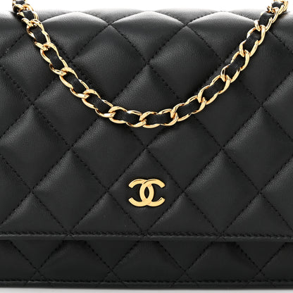 Chanel Lambskin Quilted Wallet On Chain WOC Black 9 of 11