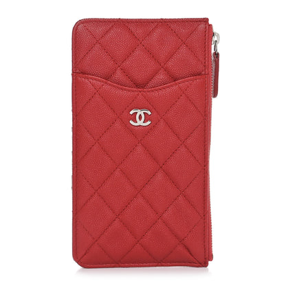 Chanel Caviar Quilted Classic Flat Wallet Pouch Red 1 of 8