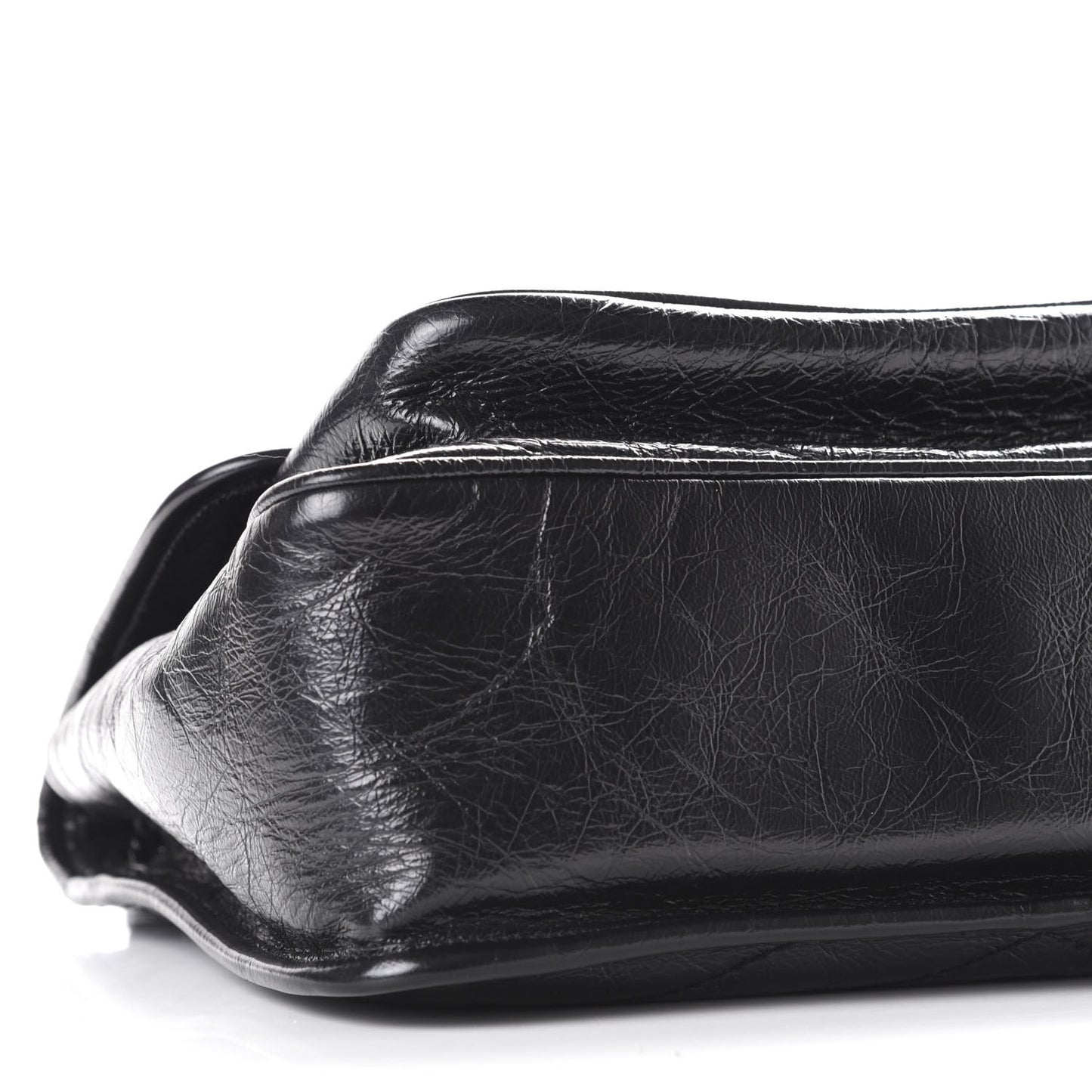 Crinkled Calfskin Matelasse Monogram Medium Niki Chain Satchel Black
