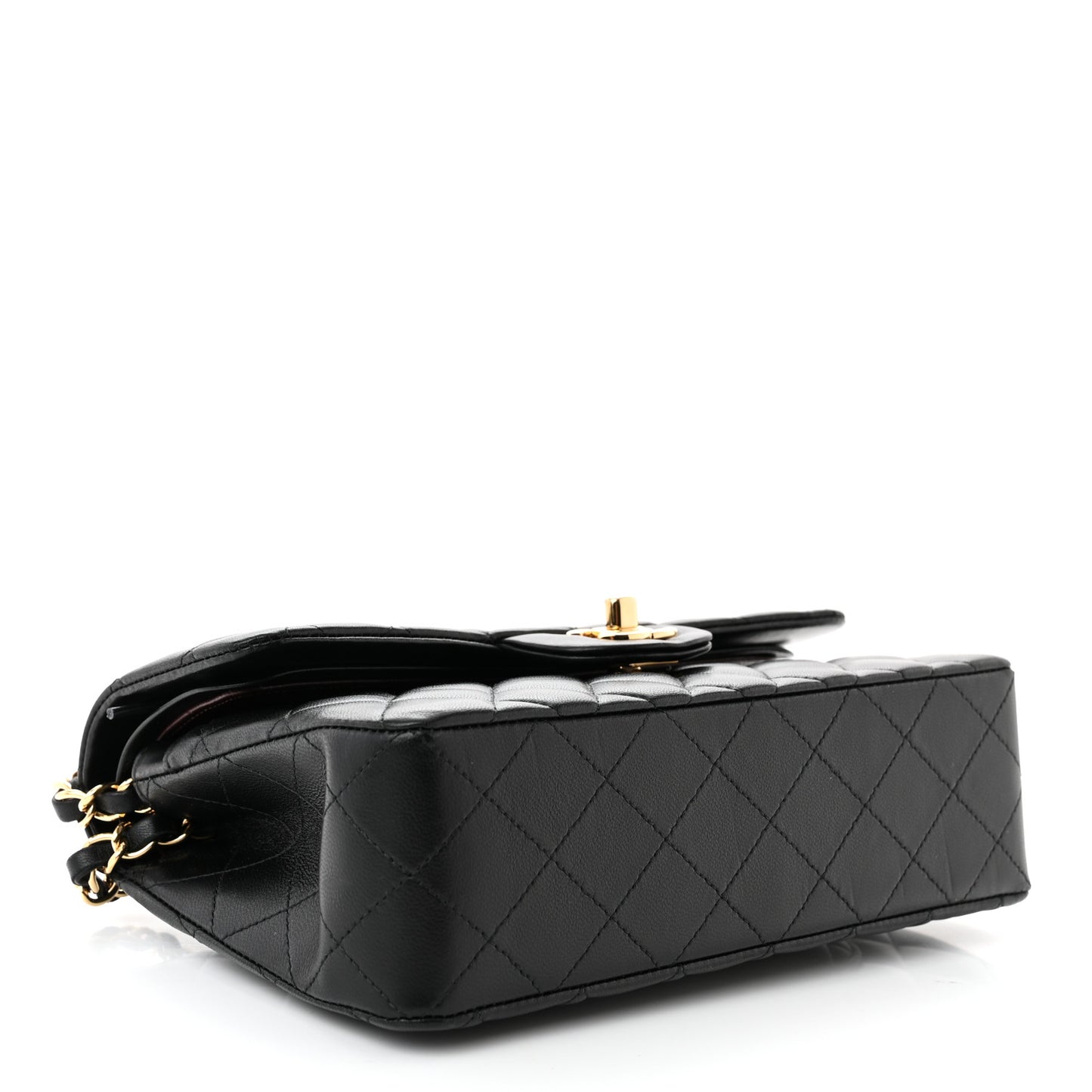 Lambskin Quilted Small Double Flap Black