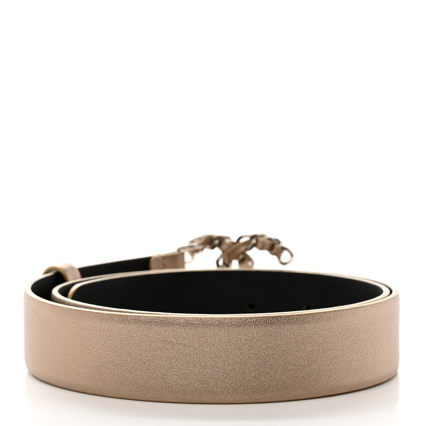 Metallic Calfskin CC Chain Belt 80 32 Gold