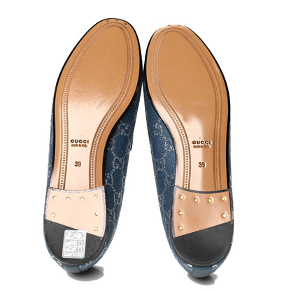 Gucci Canvas Lame GG Monogram Horsebit Womens Jordaan Loafers 39 Blue Silver Cornflower Blue 5 of 8