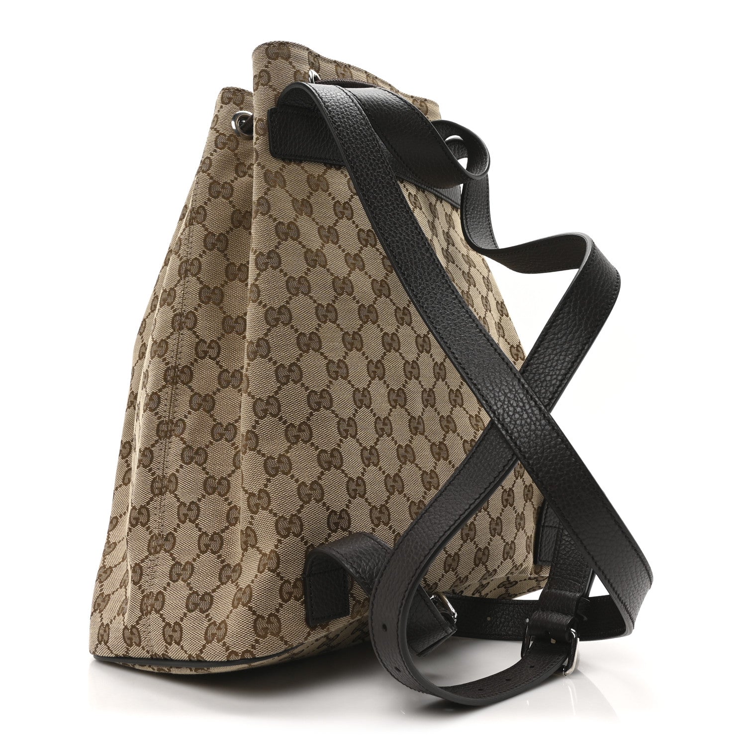 Gucci Monogram Dollar Calfskin O Drawstring Backpack Beige Ebony Testa di Moro Dark Chocolate 3 of 10