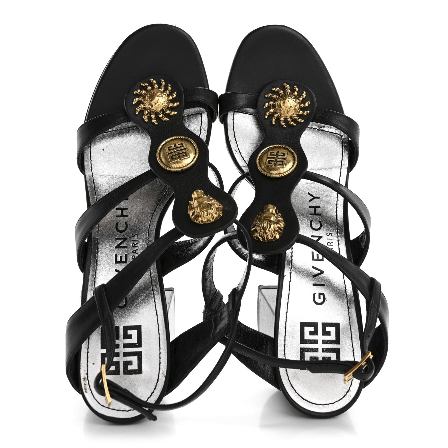 Givenchy Calfskin Charm Slingback 50mm Sandals 38.5 Black 2 of 9