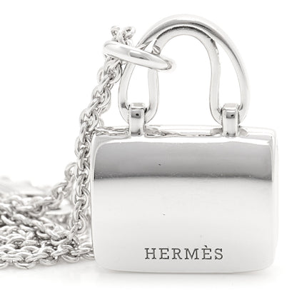 Hermes 18K White Gold Diamond Constance Amulettes Pendant Necklace 5 of 7