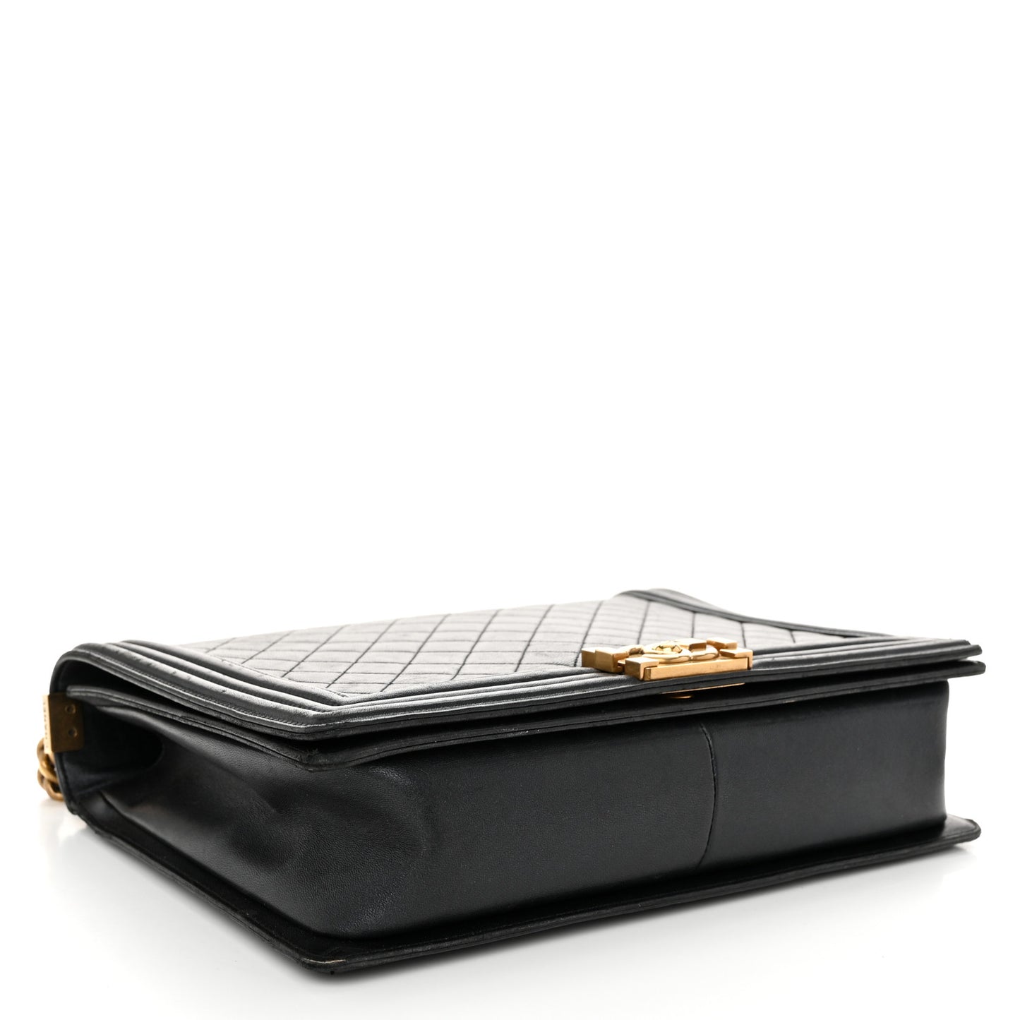 Lambskin Quilted Large Boy Flap Black