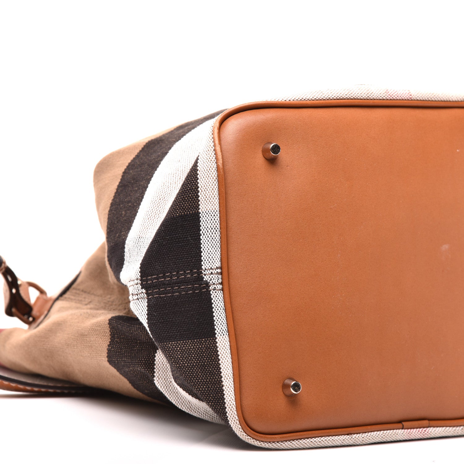 Burberry Canvas Mega Check Medium Ashby Hobo Saddle Brown 7 of 8