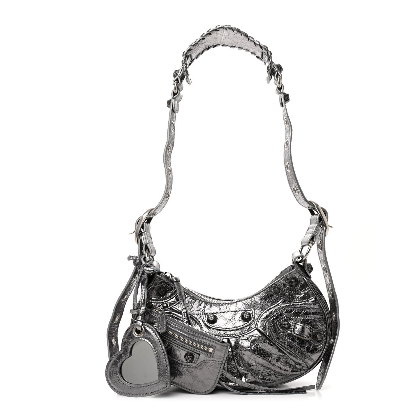 Metallic Agneau Arena Le Cagole Shoulder Bag XS Silver