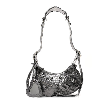 Balenciaga Metallic Agneau Arena Le Cagole Shoulder Bag XS Silver 3 of 12