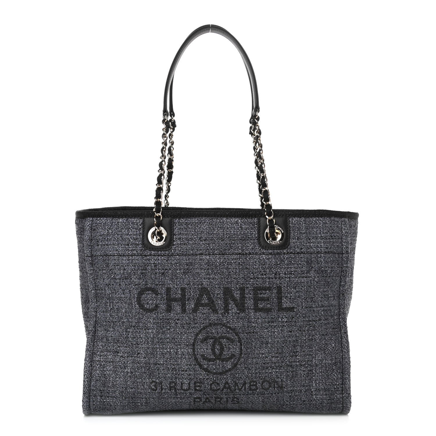 Chanel Lurex Boucle Small Deauville Tote Black 1 of 10