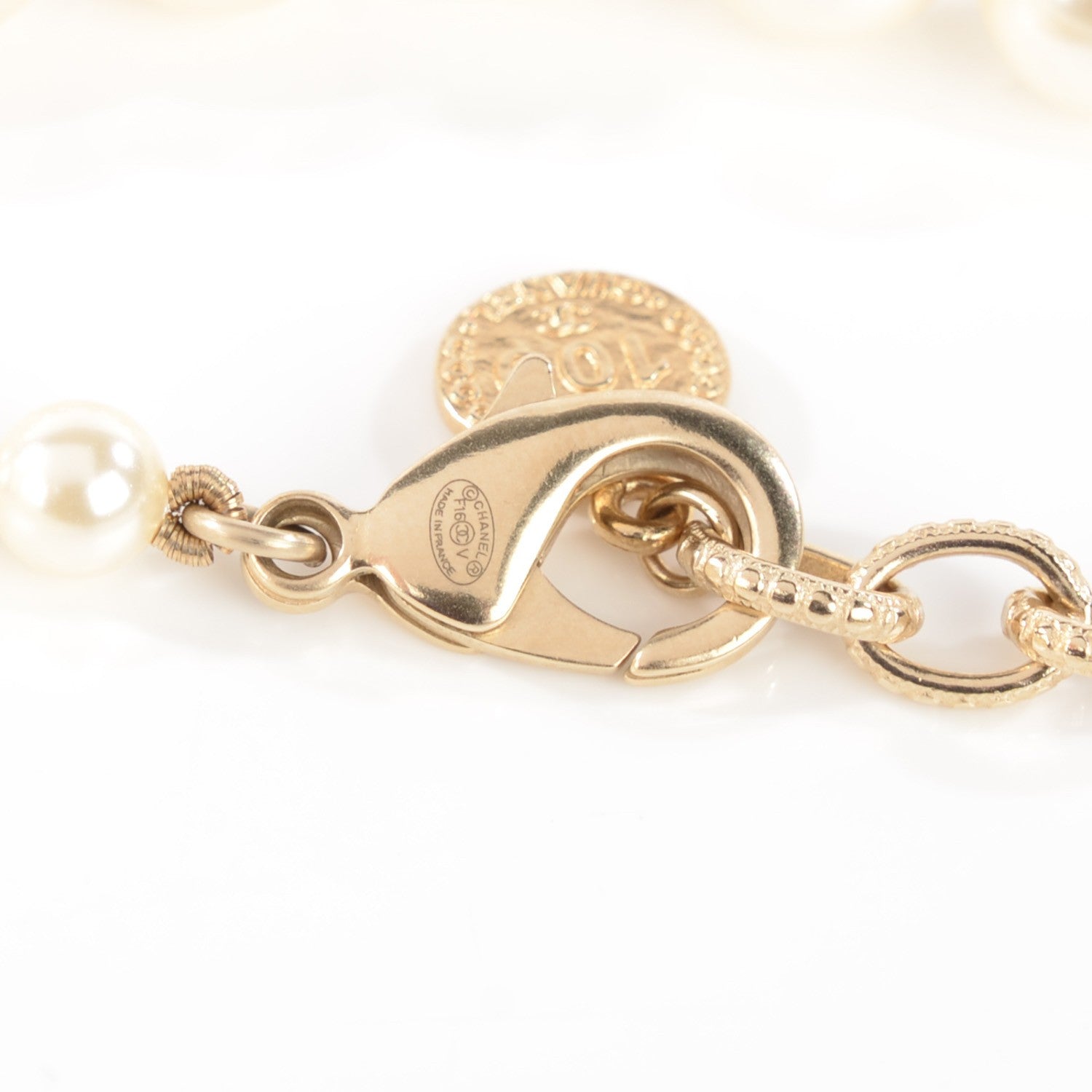 Chanel Graduated Pearl Long CC Necklace Gold 4 of 6