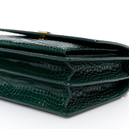 Saint Laurent Calfskin Crocodile Embossed Medium Monogram Sunset Dark Green 12 of 12