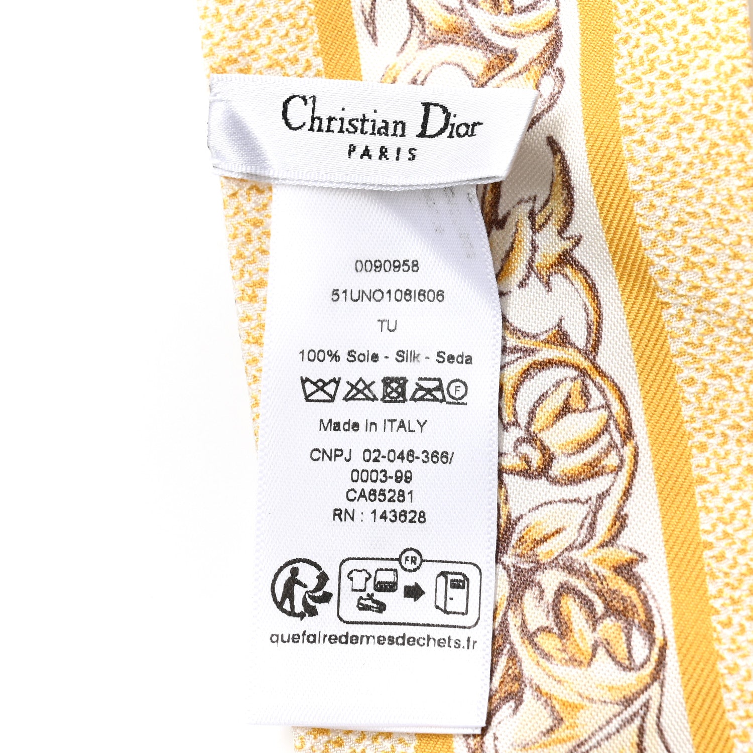 Christian Dior Silk Floral Mitzah Scarf Yellow 3 of 4