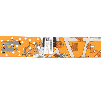 Hermes Silk Les Nouveaux Amoureux de Paris Twilly Orange Ciel Beige 2 of 5