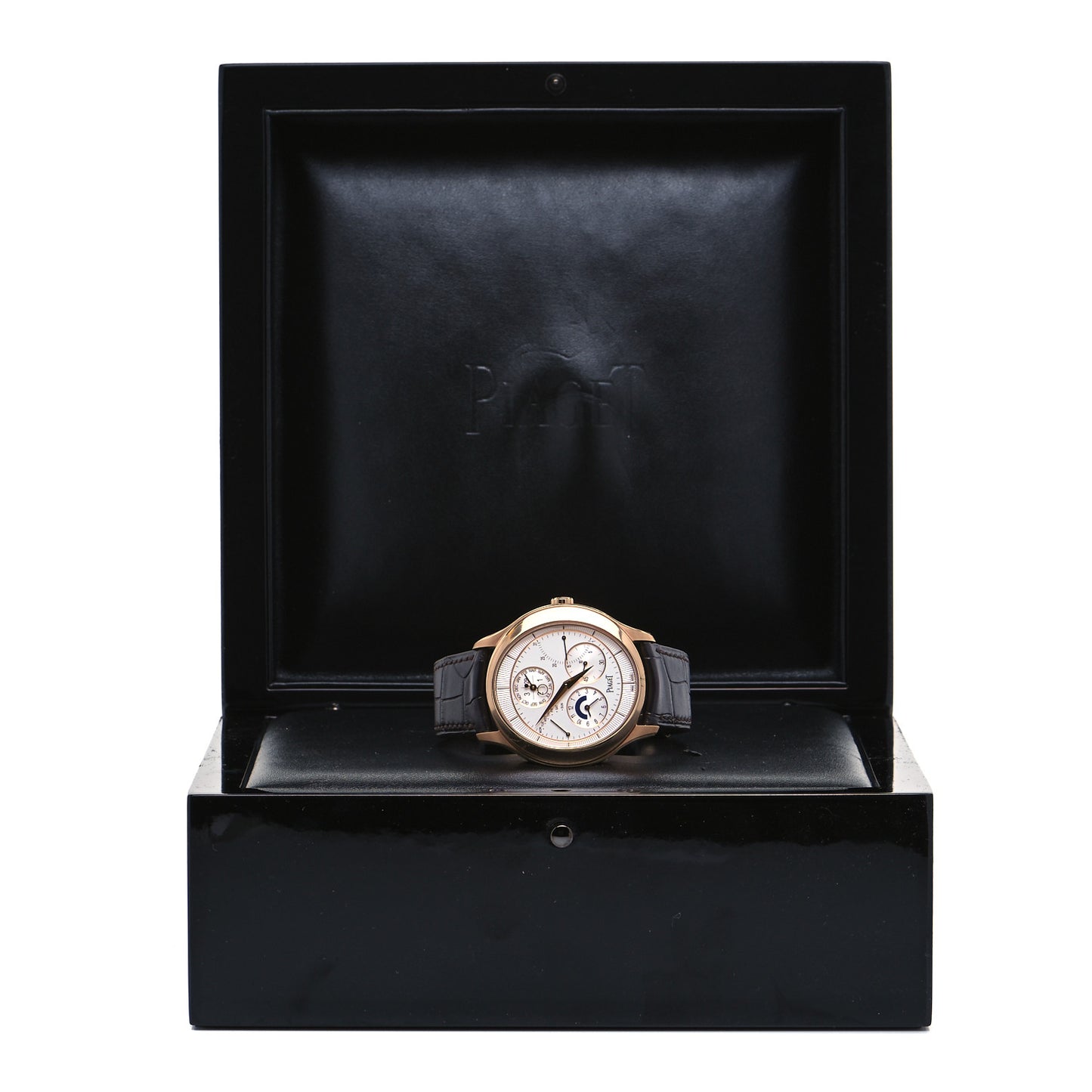18K Rose Gold Alligator 43mm Gouverneur Perpetual Calendar Automatic Watch