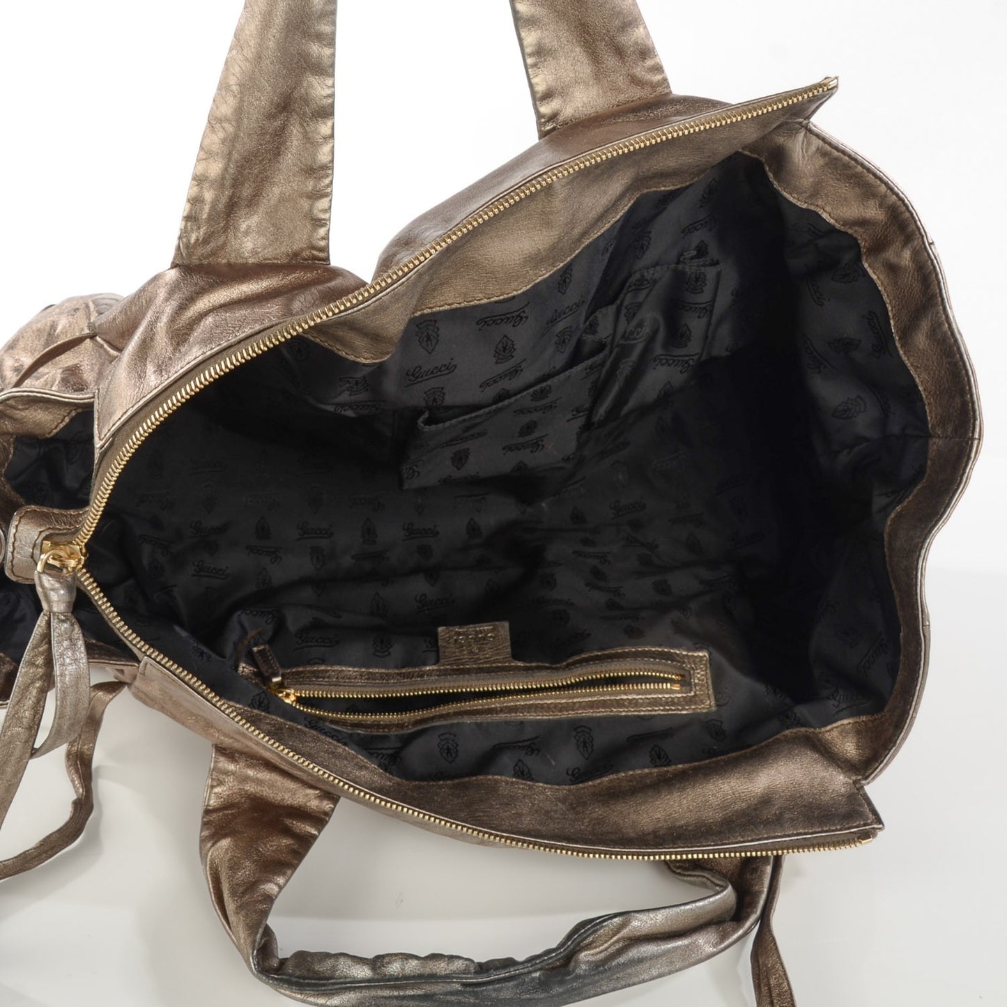 Metallic Calfskin Medium Hysteria Top Handle Bag Gold