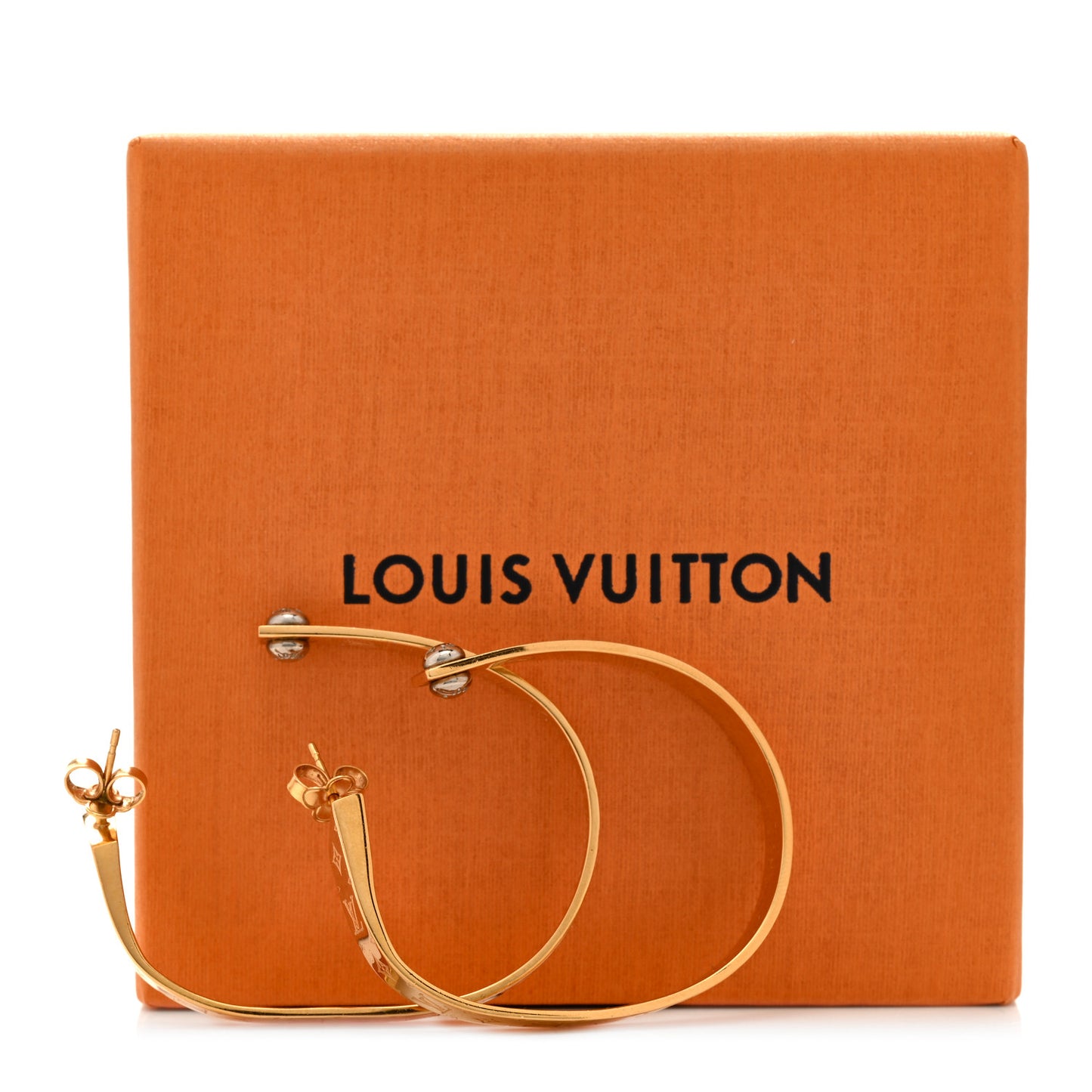 Metal Nanogram Hoop Earrings Gold