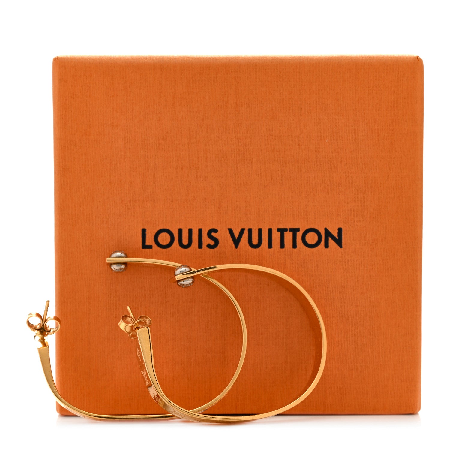 Louis Vuitton Metal Nanogram Hoop Earrings Gold 7 of 7