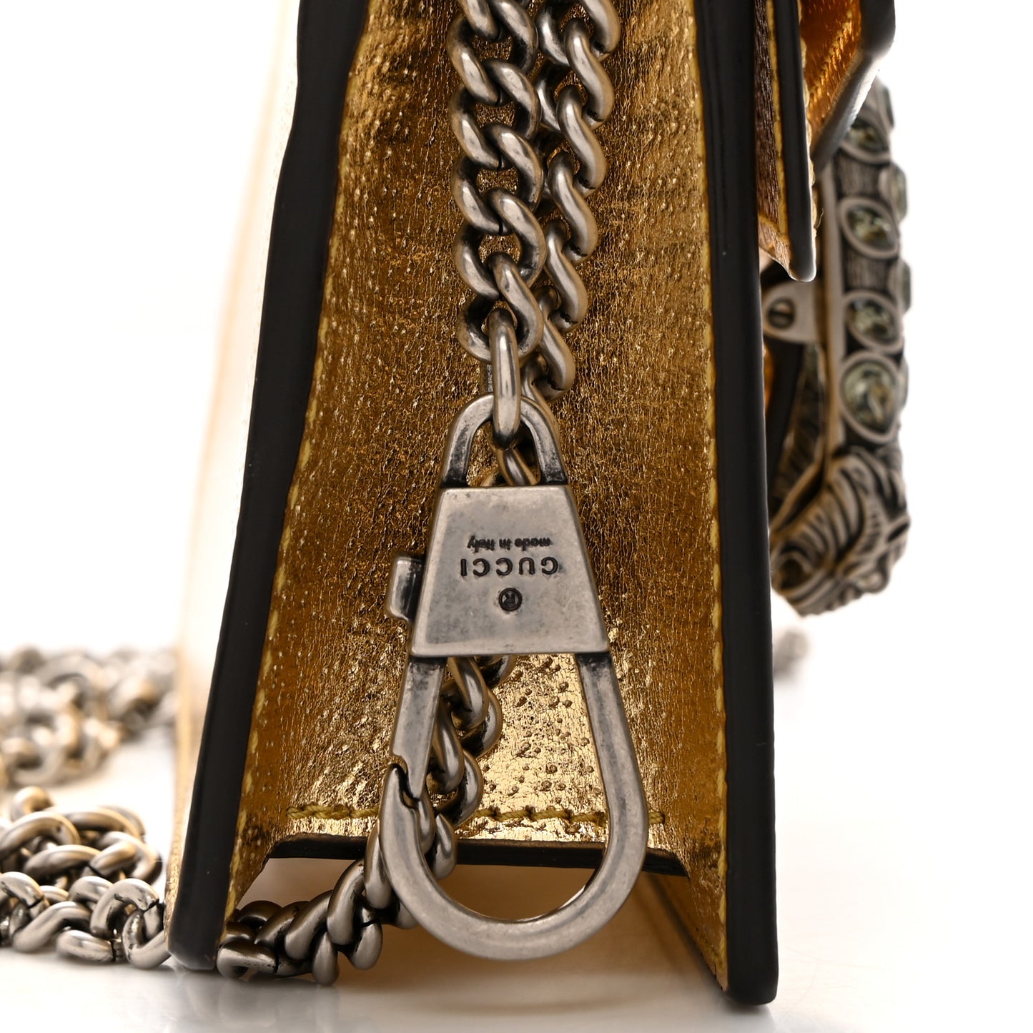 Metallic Calfskin Super Mini Dionysus Shoulder Bag Gold