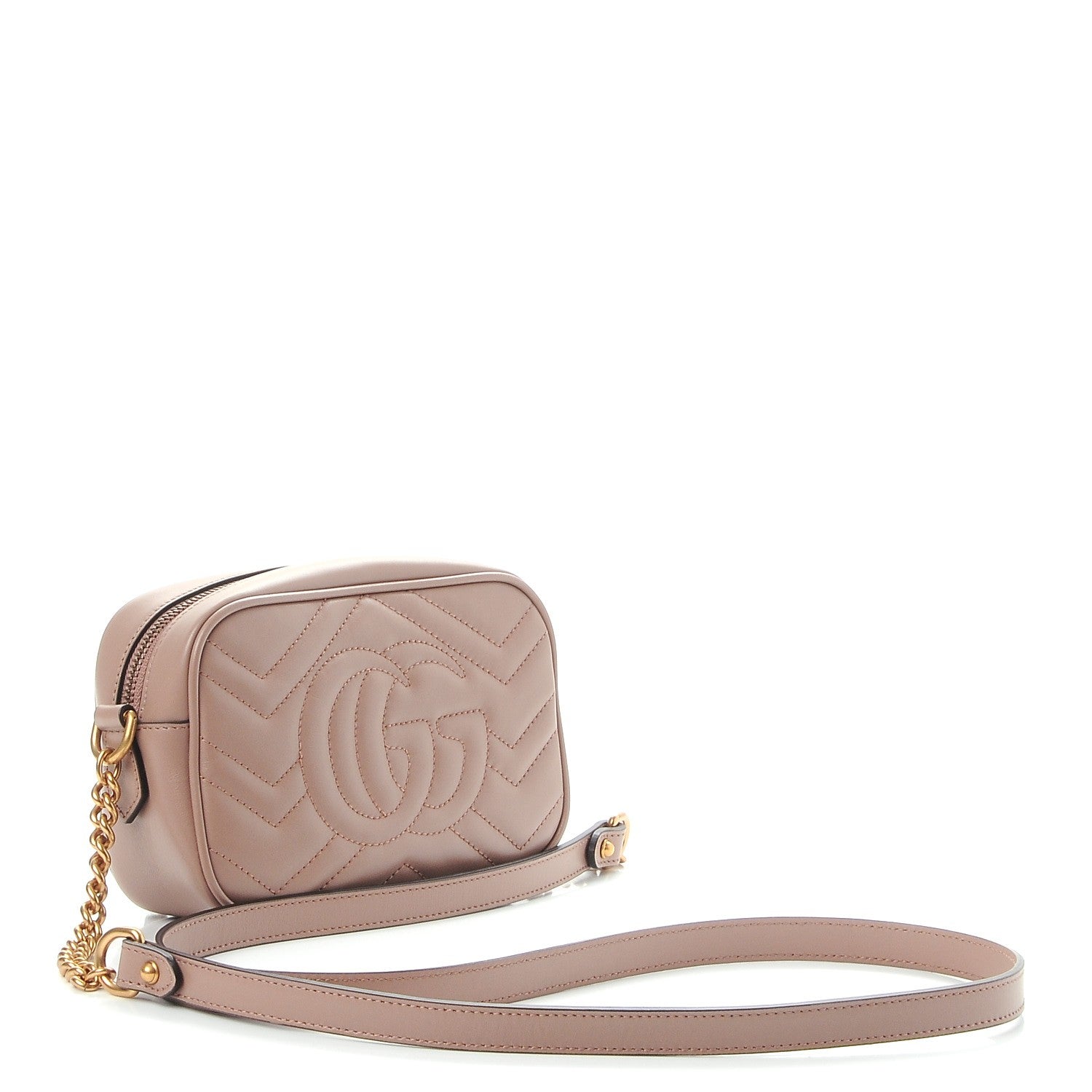 Gucci Calfskin Matelasse Mini GG Marmont Chain Shoulder Bag Porcelain Rose 3 of 8