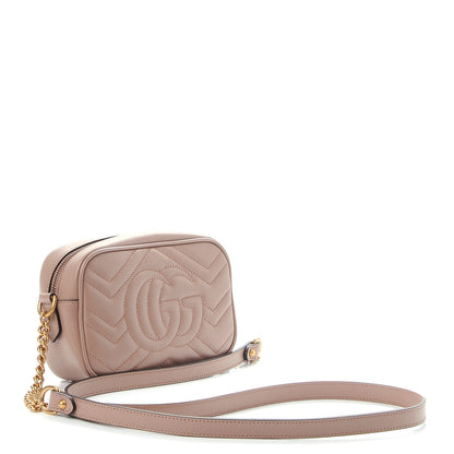 Gucci Calfskin Matelasse Mini GG Marmont Chain Shoulder Bag Porcelain Rose 3 of 8