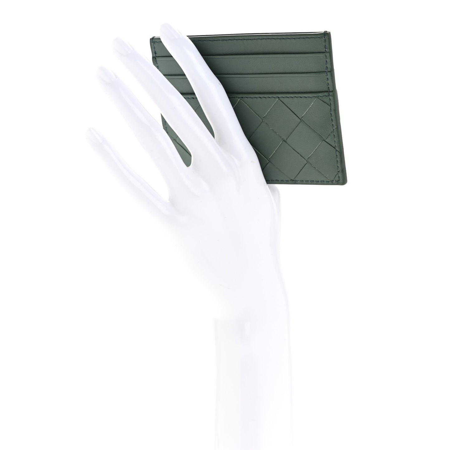 Nappa Intrecciato Card Holder Aloe