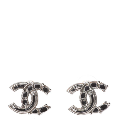 Chanel Enamel CC Earrings Black 1 of 7
