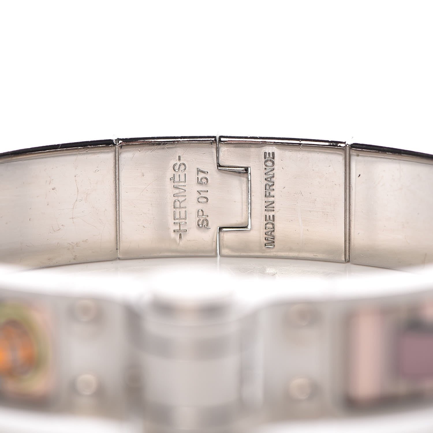 Hermes Enamel Printed Narrow Colliers De Chiens Hinged Bracelet S 4 of 4