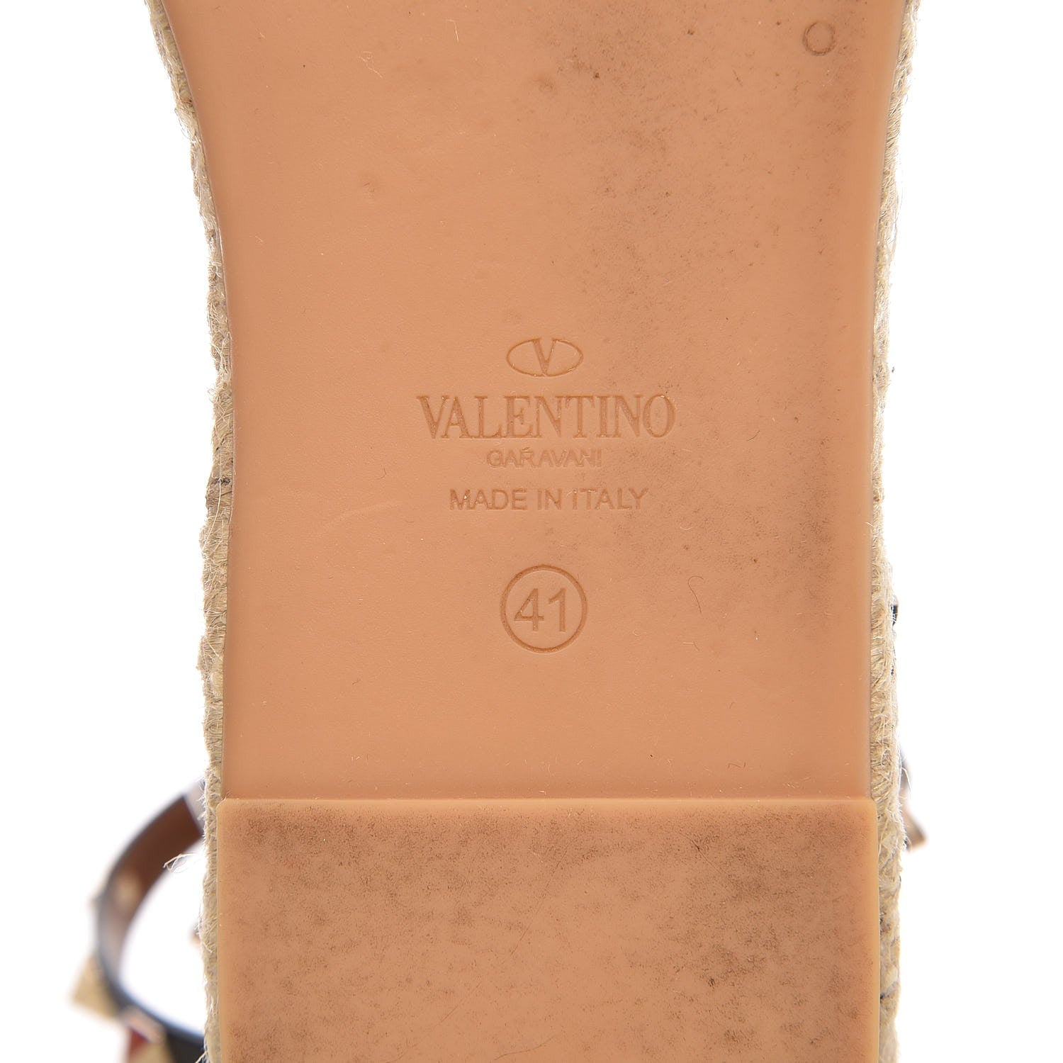 Valentino Garavani Grained Calfskin Rockstud Ankle Wrap Espadrille 20mm Flats 41 Black Light Cuir Natural 8 of 13