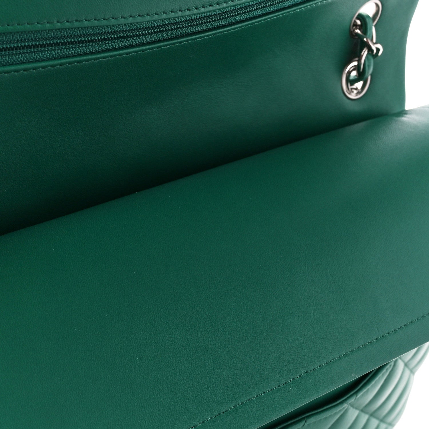 Chanel Lambskin Quilted Jumbo Double Flap Green 13 of 15