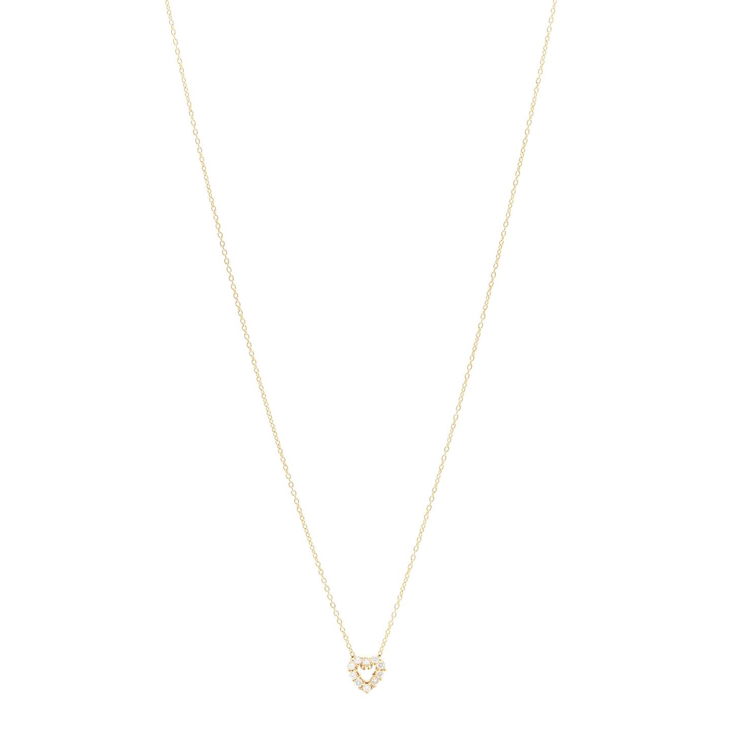 18K Yellow Gold Diamond Tiny Treasures Heart Pendant Necklace