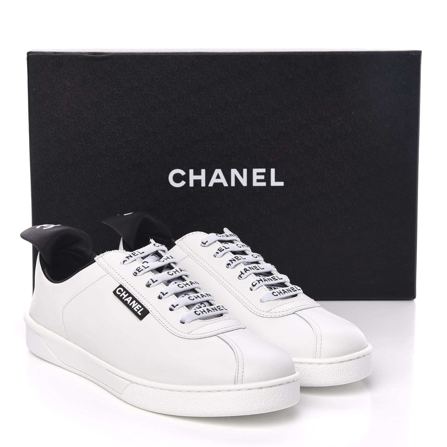 Chanel Calfskin CC Womens Sneakers 37 White 9 of 9