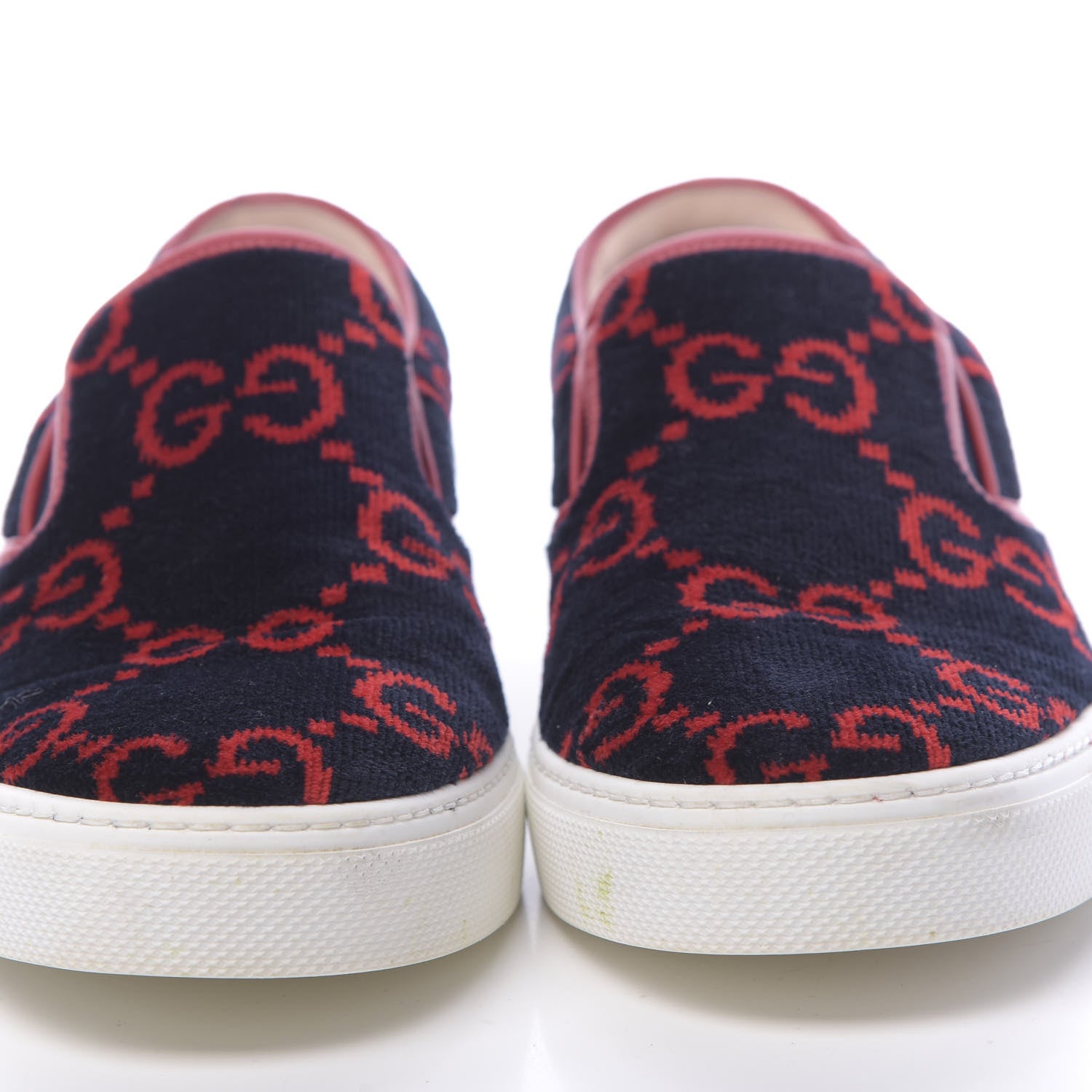 Gucci Terry Cloth Miro Soft Calfskin GG Monogram Mens Dublin Slip On Sneakers 12 Blue Red Hibiscus Red 11 of 12