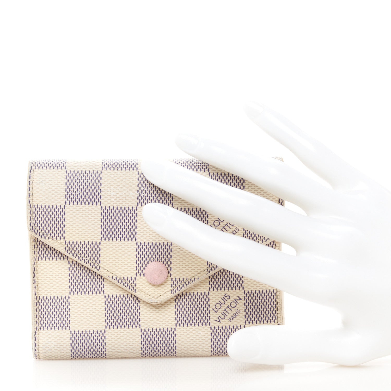Louis Vuitton Damier Azur Victorine Wallet Rose Ballerine 2 of 10