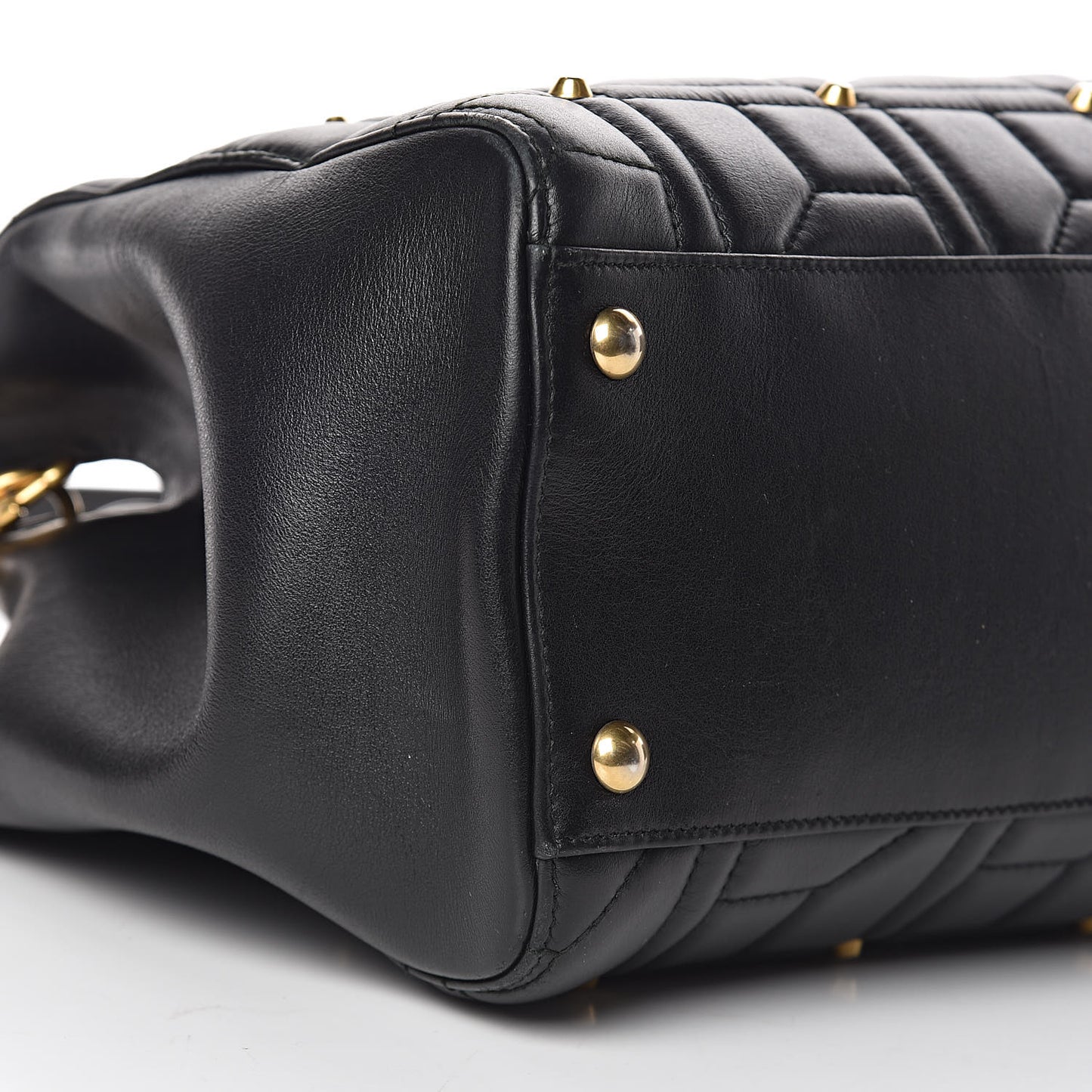 Calfskin Matelasse Studded Medium GG Marmont Tote Black
