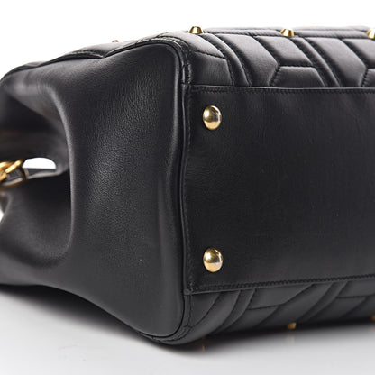 Gucci Calfskin Matelasse Studded Medium GG Marmont Tote Black 17 of 18