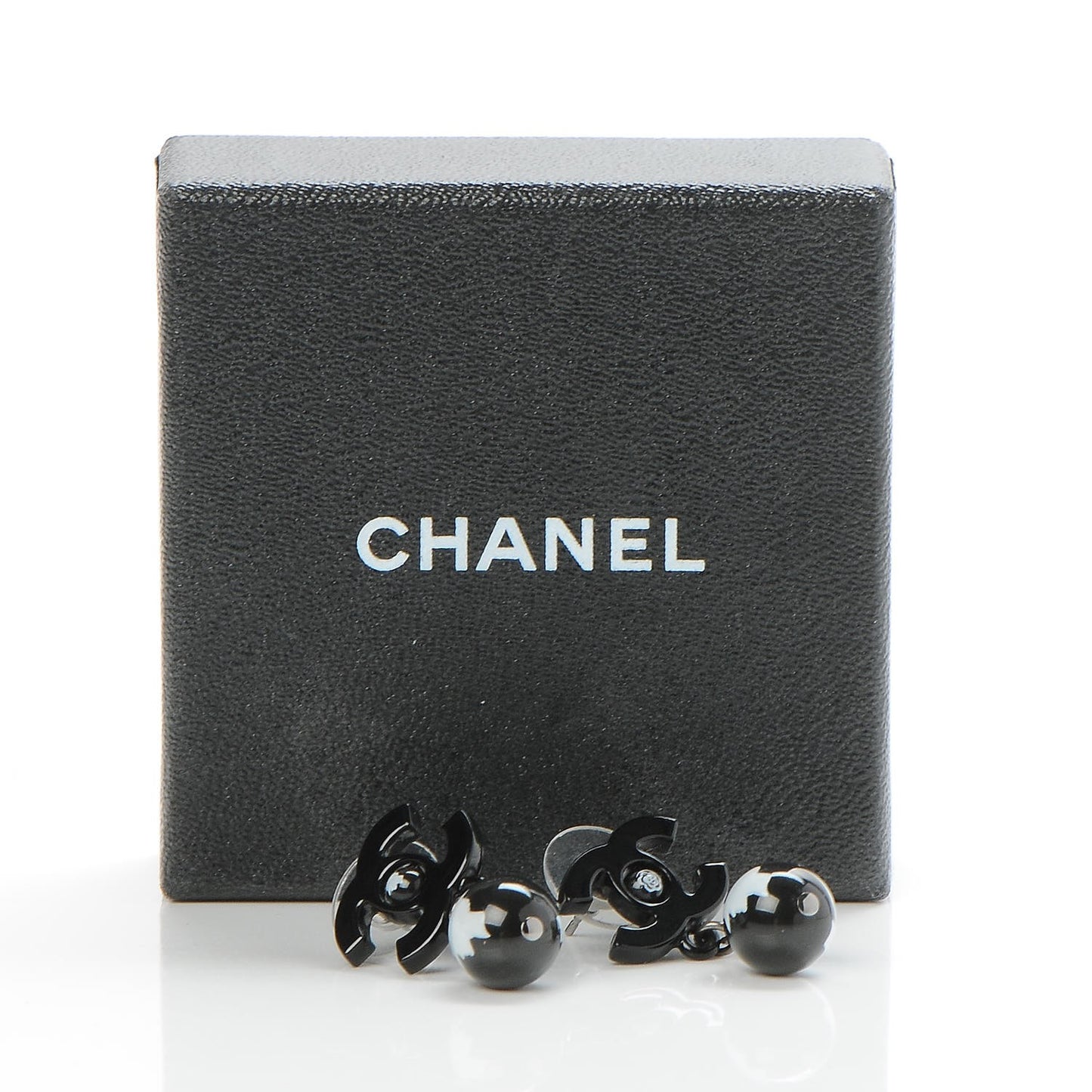 Enamel Bead CC Coco Drop Earrings Black